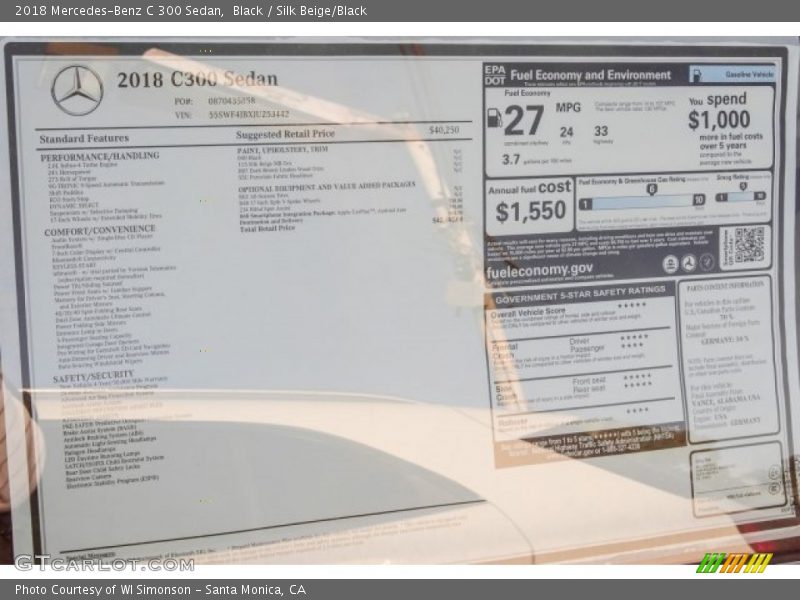 Black / Silk Beige/Black 2018 Mercedes-Benz C 300 Sedan