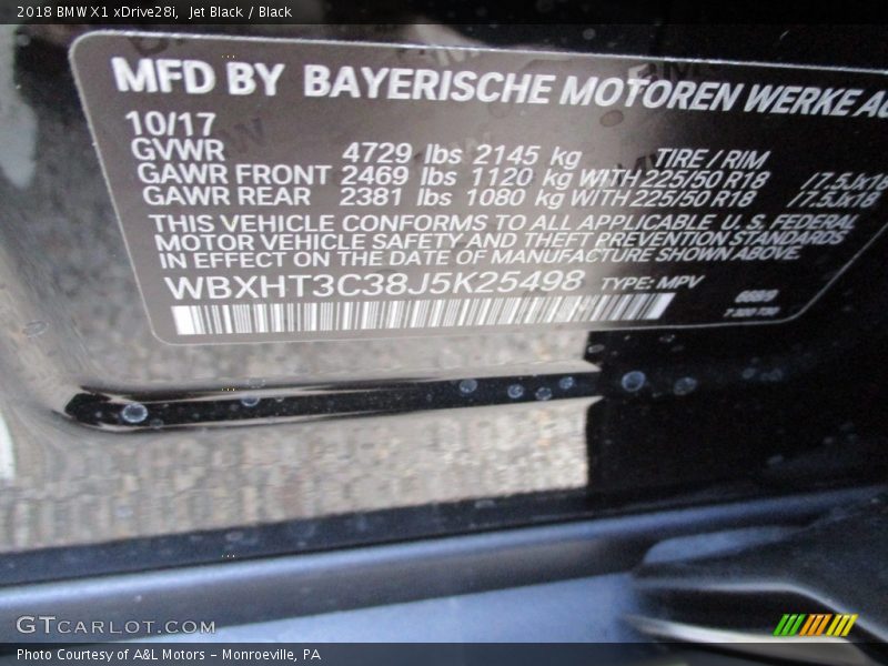 Jet Black / Black 2018 BMW X1 xDrive28i