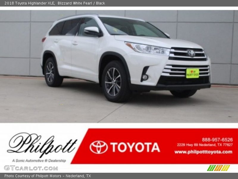 Blizzard White Pearl / Black 2018 Toyota Highlander XLE