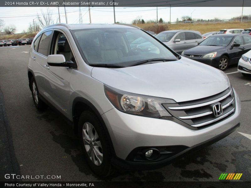 Alabaster Silver Metallic / Gray 2014 Honda CR-V EX-L AWD