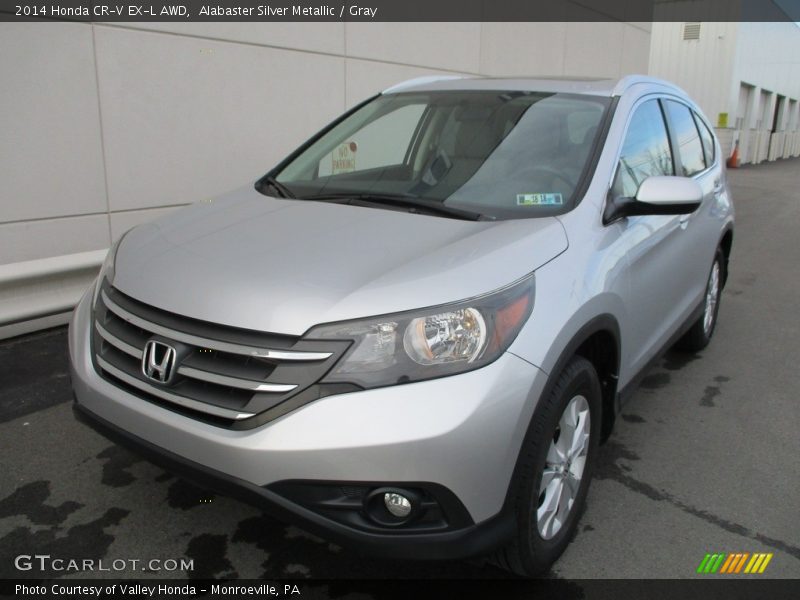 Alabaster Silver Metallic / Gray 2014 Honda CR-V EX-L AWD