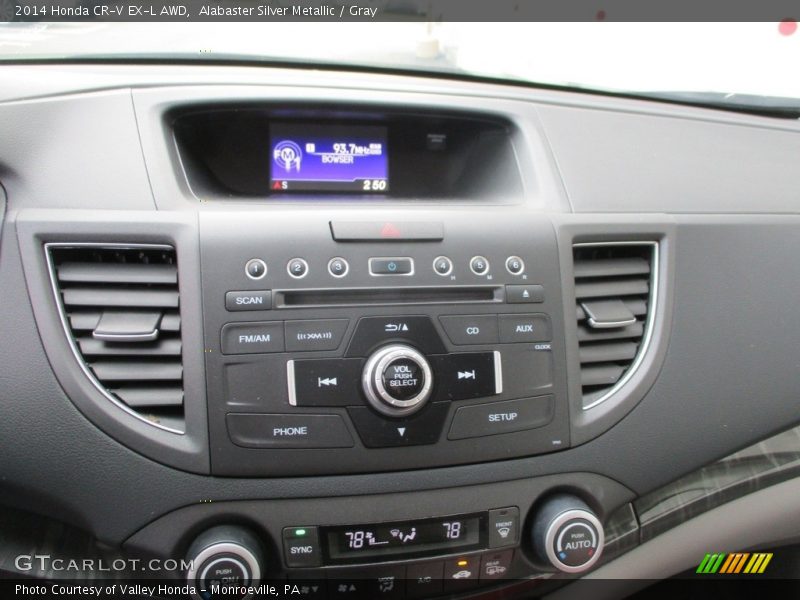 Alabaster Silver Metallic / Gray 2014 Honda CR-V EX-L AWD
