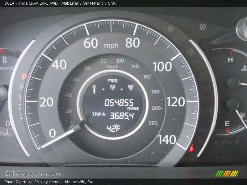 Alabaster Silver Metallic / Gray 2014 Honda CR-V EX-L AWD