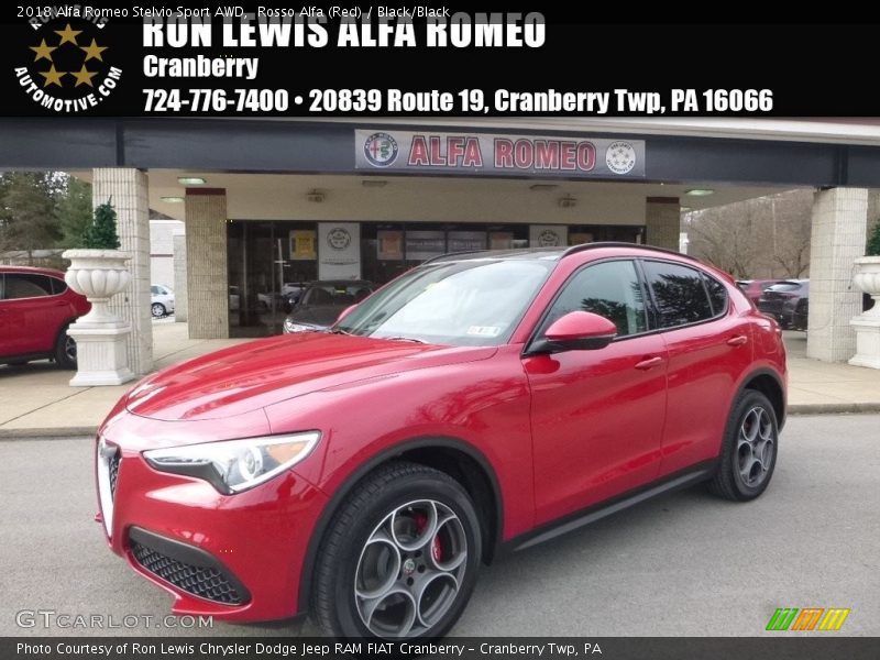 Rosso Alfa (Red) / Black/Black 2018 Alfa Romeo Stelvio Sport AWD