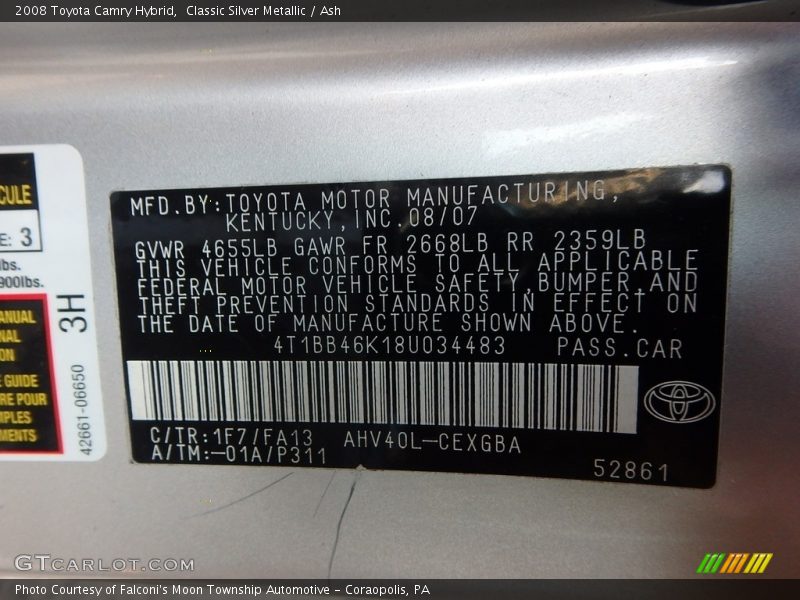 Classic Silver Metallic / Ash 2008 Toyota Camry Hybrid