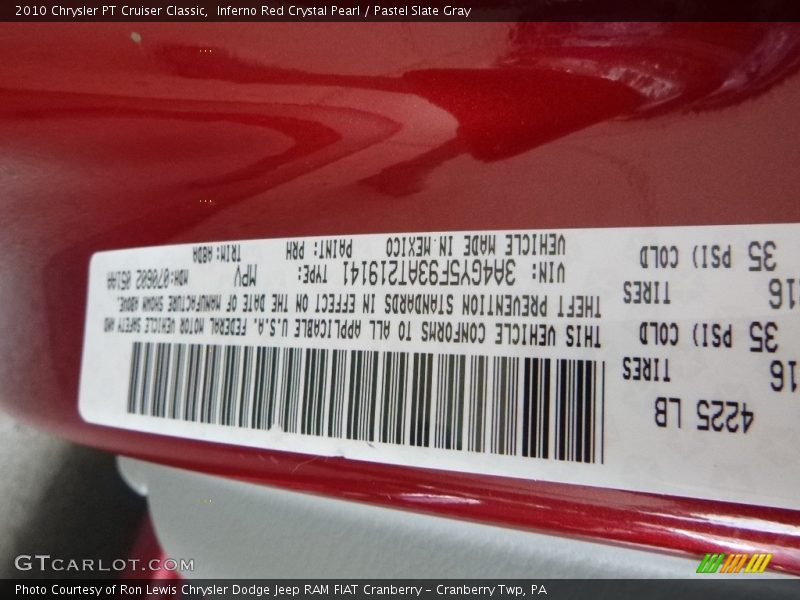 Inferno Red Crystal Pearl / Pastel Slate Gray 2010 Chrysler PT Cruiser Classic