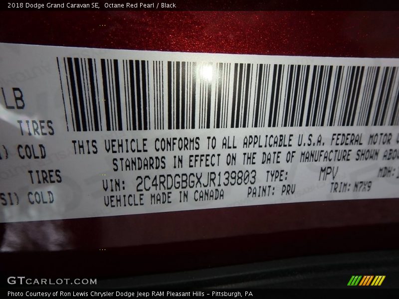 Octane Red Pearl / Black 2018 Dodge Grand Caravan SE