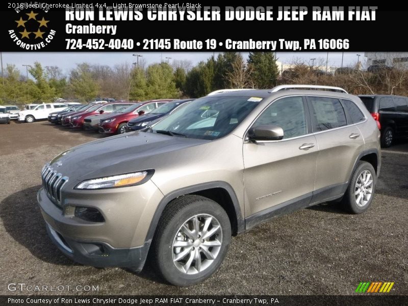 Light Brownstone Pearl / Black 2018 Jeep Cherokee Limited 4x4