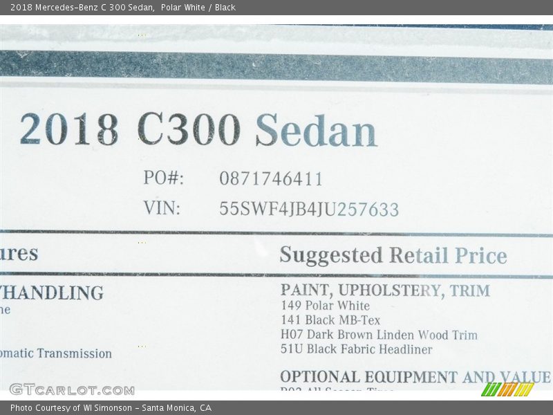 Polar White / Black 2018 Mercedes-Benz C 300 Sedan