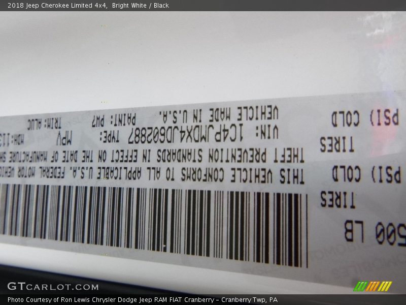 Bright White / Black 2018 Jeep Cherokee Limited 4x4