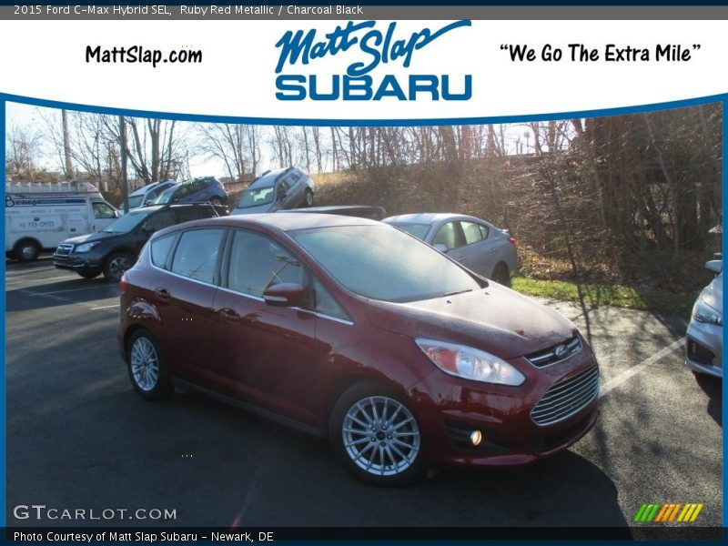 Ruby Red Metallic / Charcoal Black 2015 Ford C-Max Hybrid SEL