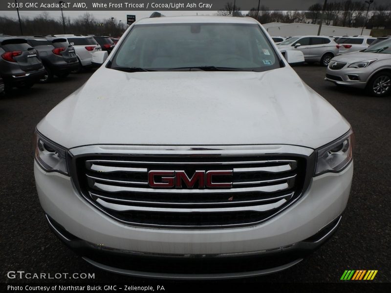 White Frost Tricoat / Cocoa/Light Ash Gray 2018 GMC Acadia SLT AWD