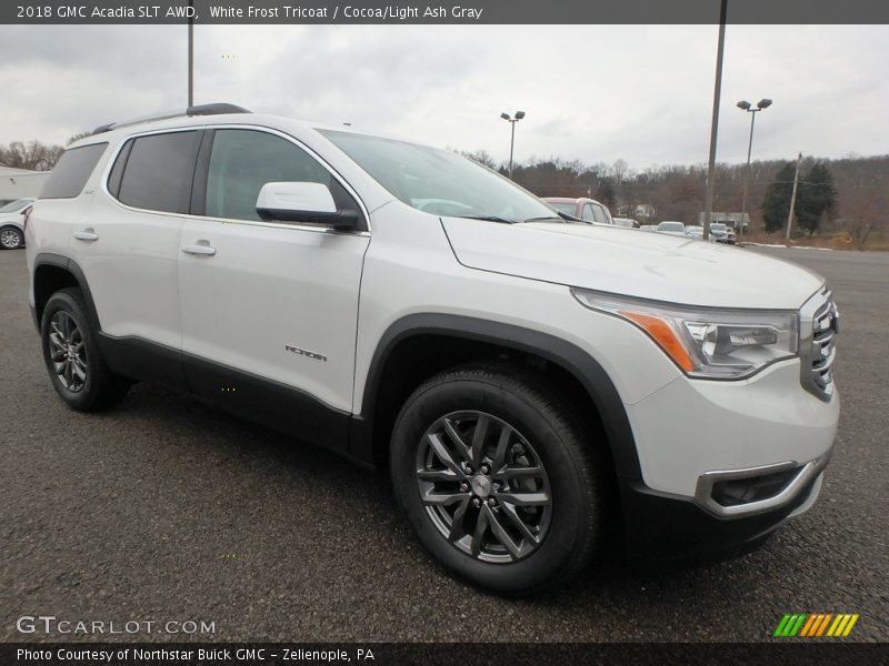 White Frost Tricoat / Cocoa/Light Ash Gray 2018 GMC Acadia SLT AWD