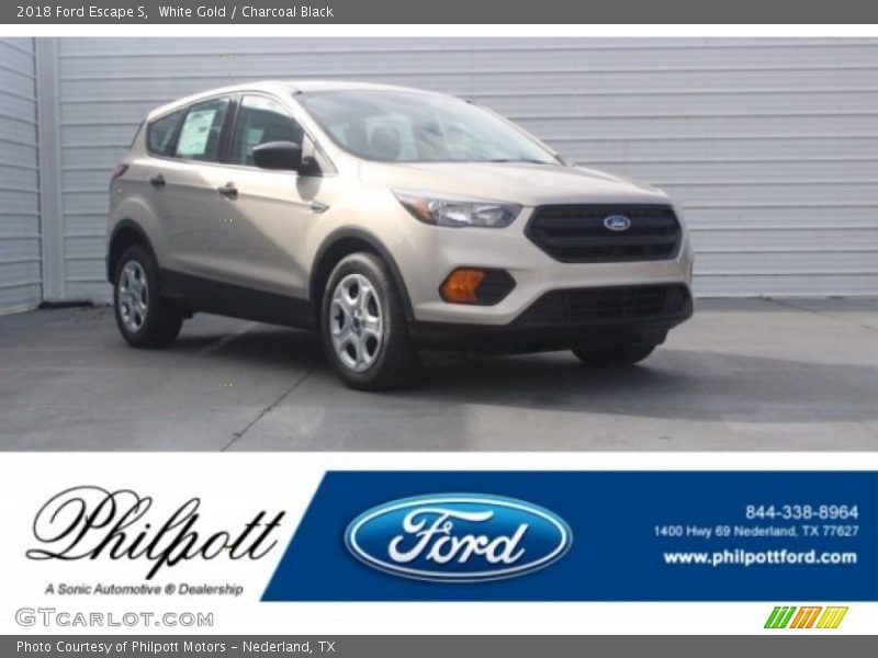 White Gold / Charcoal Black 2018 Ford Escape S