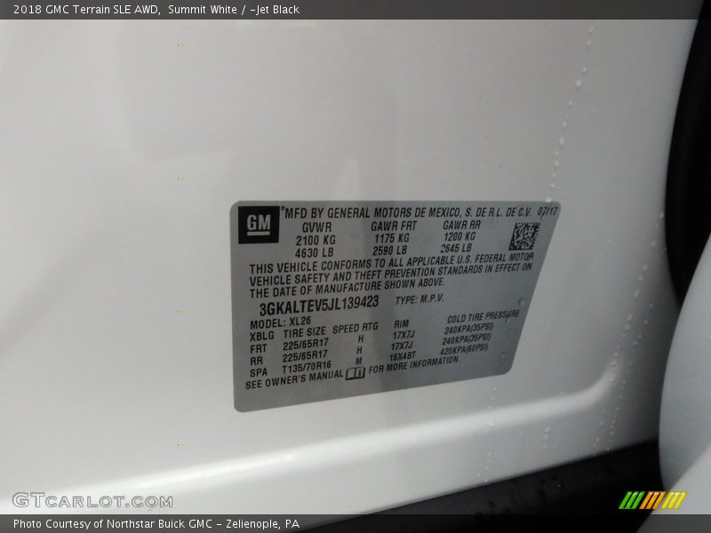 Summit White / ­Jet Black 2018 GMC Terrain SLE AWD