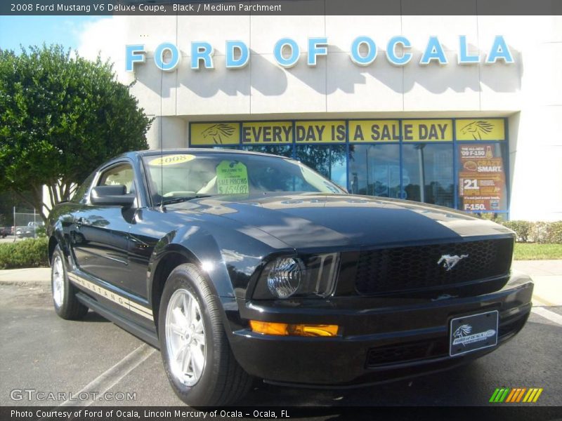 Black / Medium Parchment 2008 Ford Mustang V6 Deluxe Coupe