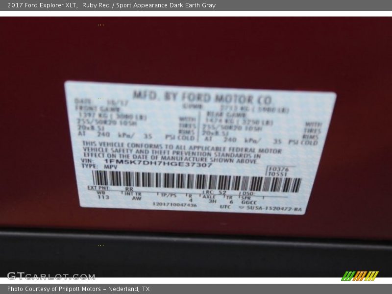 Ruby Red / Sport Appearance Dark Earth Gray 2017 Ford Explorer XLT