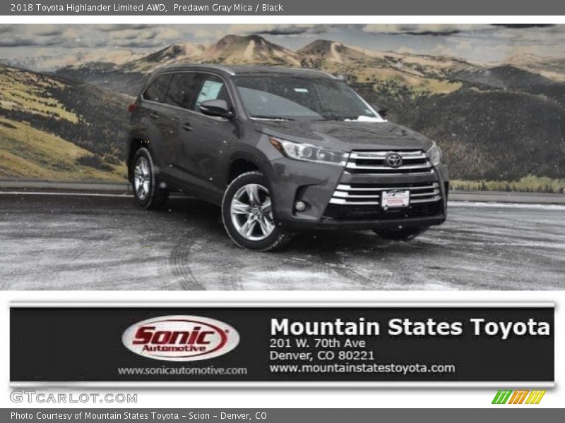 Predawn Gray Mica / Black 2018 Toyota Highlander Limited AWD