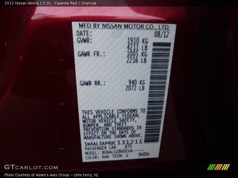Cayenne Red / Charcoal 2013 Nissan Altima 2.5 SV
