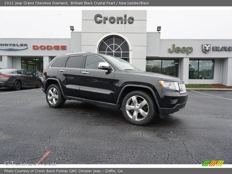 Brilliant Black Crystal Pearl / New Saddle/Black 2012 Jeep Grand Cherokee Overland