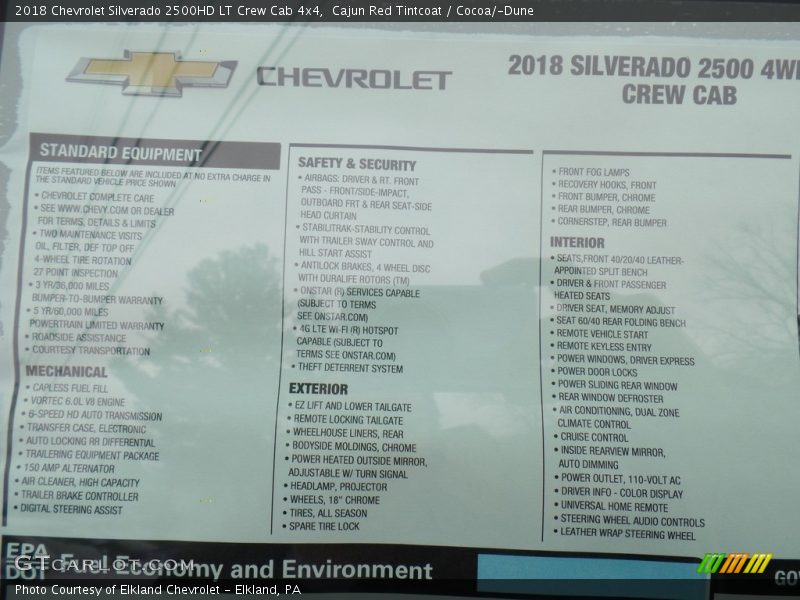 Cajun Red Tintcoat / Cocoa/­Dune 2018 Chevrolet Silverado 2500HD LT Crew Cab 4x4