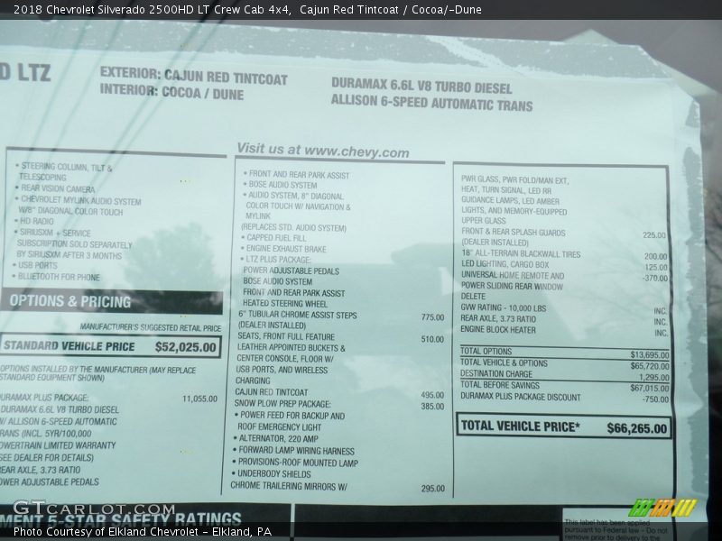 Cajun Red Tintcoat / Cocoa/­Dune 2018 Chevrolet Silverado 2500HD LT Crew Cab 4x4