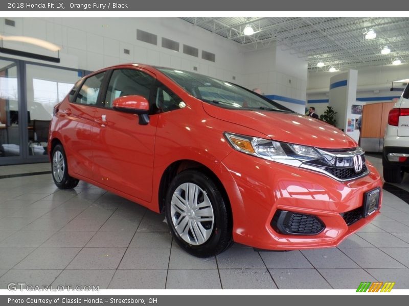 Orange Fury / Black 2018 Honda Fit LX