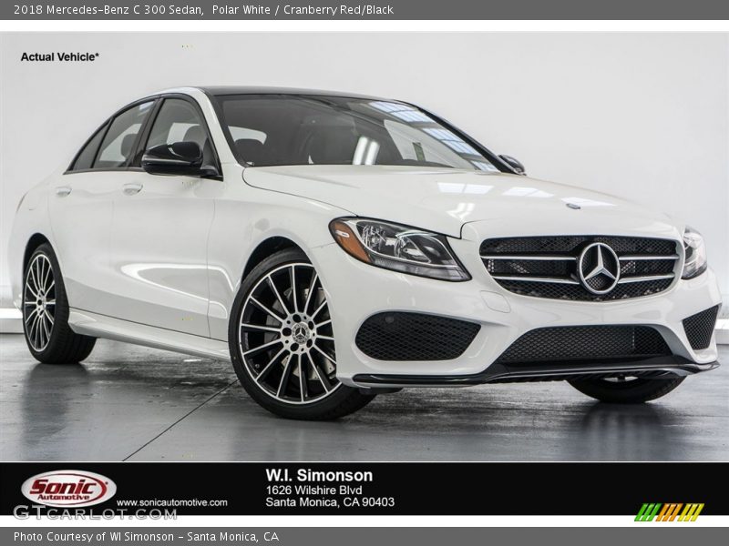 Polar White / Cranberry Red/Black 2018 Mercedes-Benz C 300 Sedan