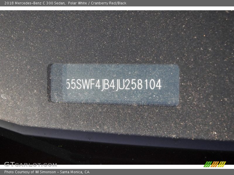 Polar White / Cranberry Red/Black 2018 Mercedes-Benz C 300 Sedan