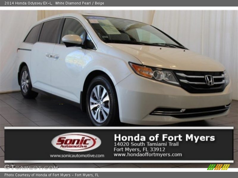 White Diamond Pearl / Beige 2014 Honda Odyssey EX-L