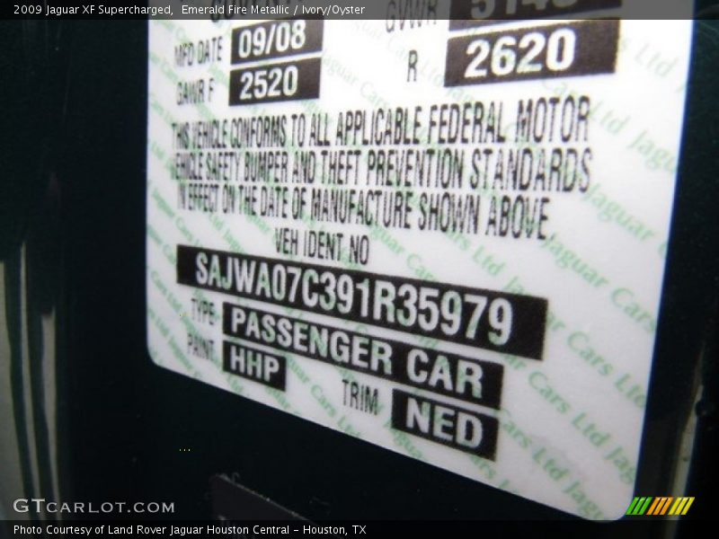 2009 XF Supercharged Emerald Fire Metallic Color Code HHP