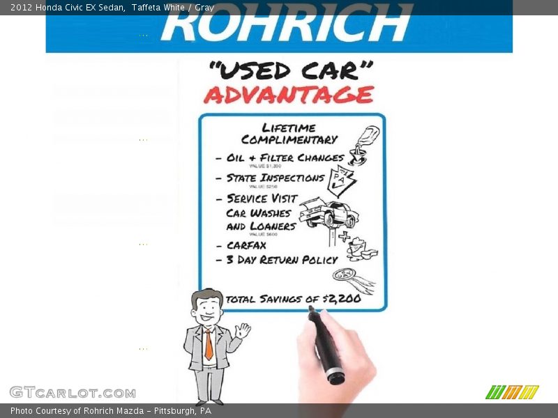 Taffeta White / Gray 2012 Honda Civic EX Sedan