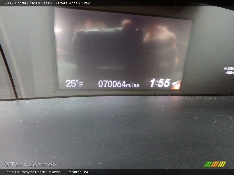 Taffeta White / Gray 2012 Honda Civic EX Sedan