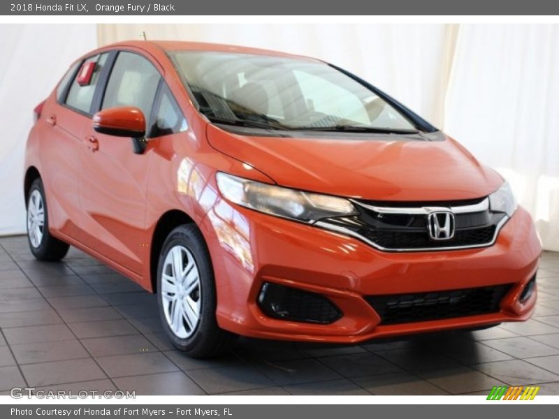 Orange Fury / Black 2018 Honda Fit LX