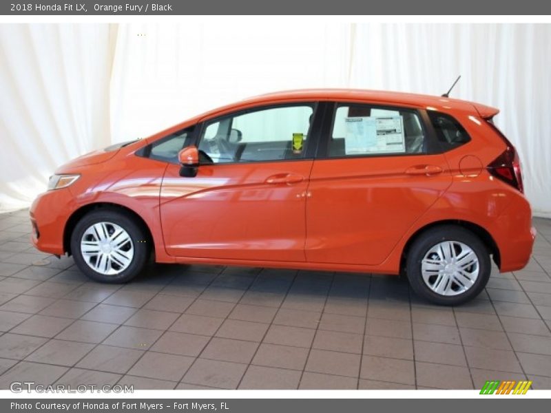 Orange Fury / Black 2018 Honda Fit LX