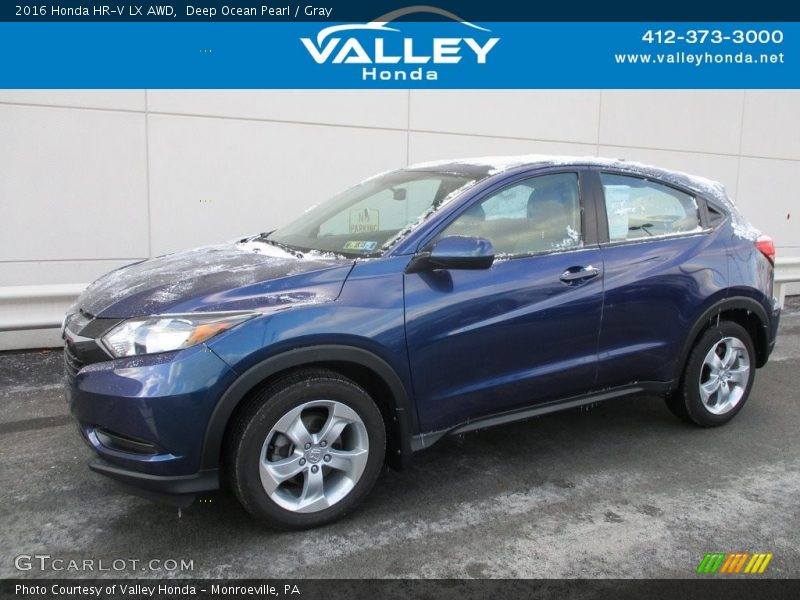Deep Ocean Pearl / Gray 2016 Honda HR-V LX AWD