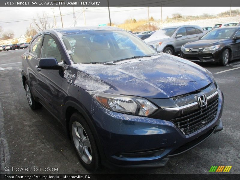 Deep Ocean Pearl / Gray 2016 Honda HR-V LX AWD