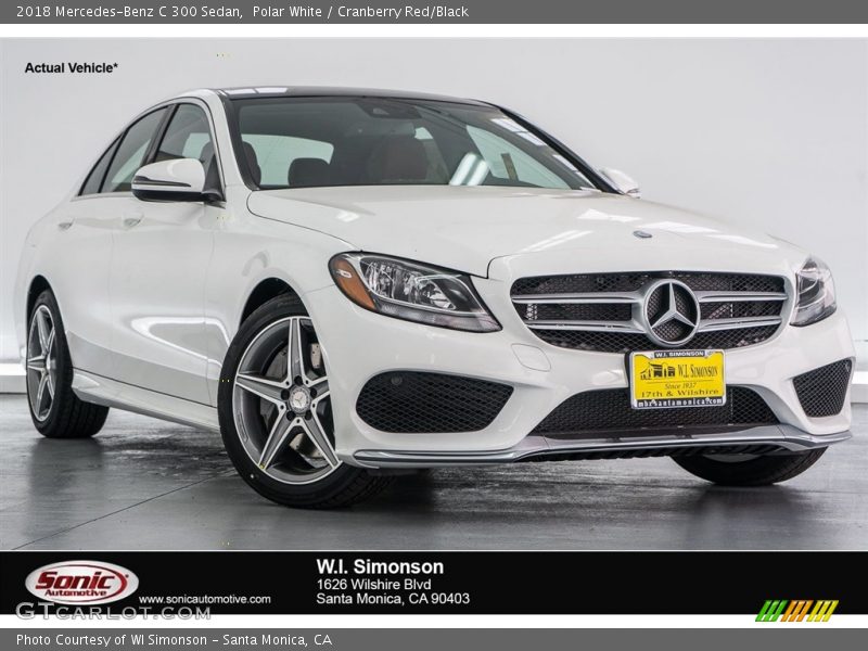Polar White / Cranberry Red/Black 2018 Mercedes-Benz C 300 Sedan