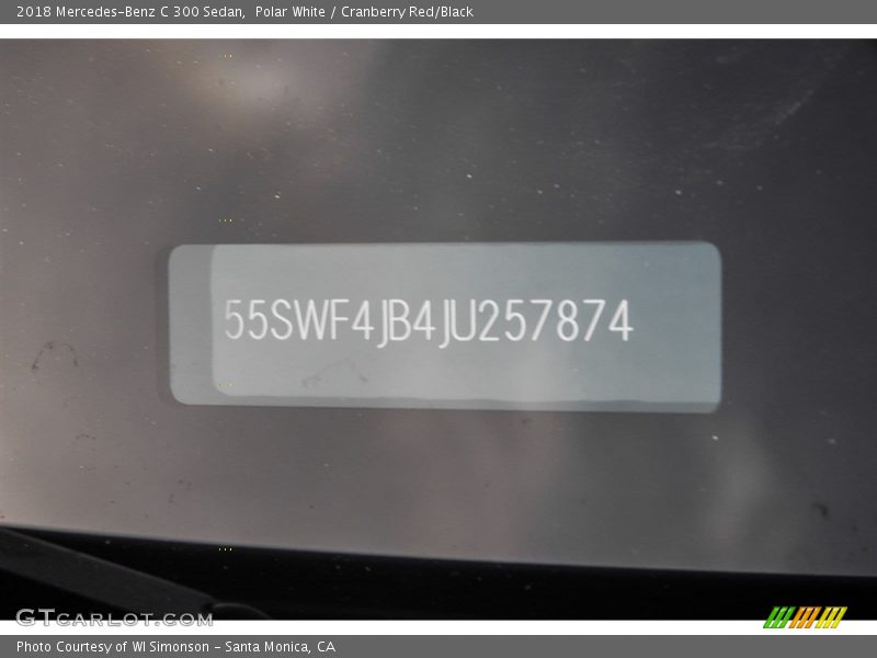 Polar White / Cranberry Red/Black 2018 Mercedes-Benz C 300 Sedan