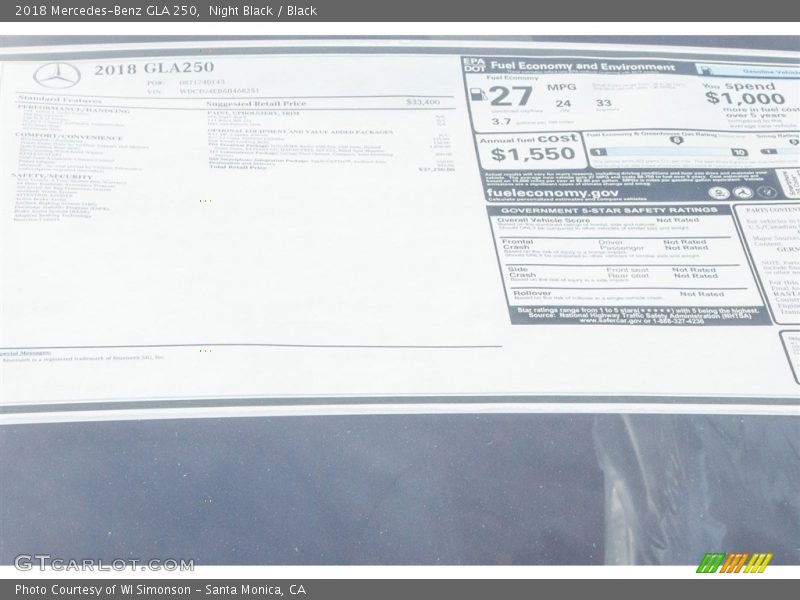 Night Black / Black 2018 Mercedes-Benz GLA 250
