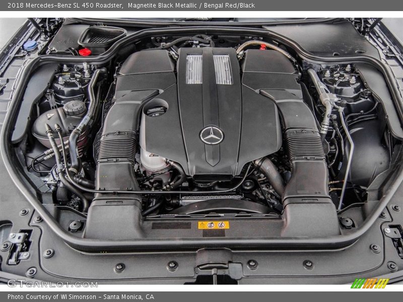Magnetite Black Metallic / Bengal Red/Black 2018 Mercedes-Benz SL 450 Roadster