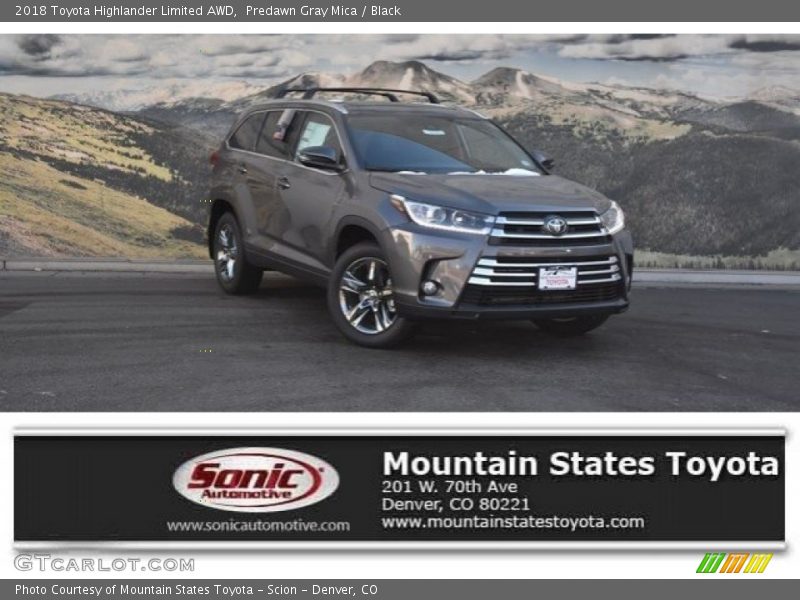 Predawn Gray Mica / Black 2018 Toyota Highlander Limited AWD