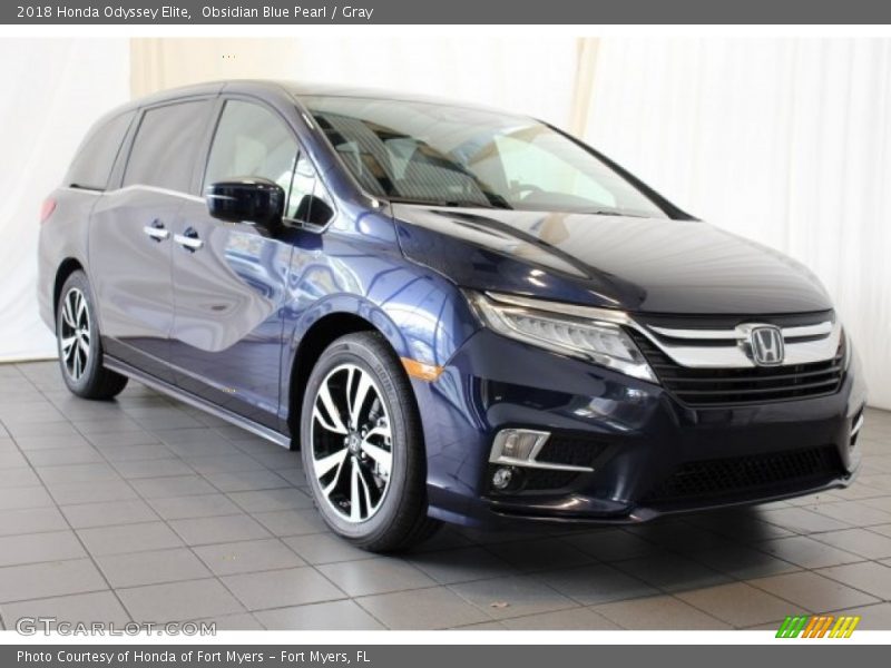 Obsidian Blue Pearl / Gray 2018 Honda Odyssey Elite