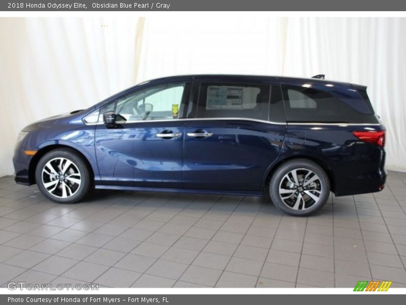 Obsidian Blue Pearl / Gray 2018 Honda Odyssey Elite