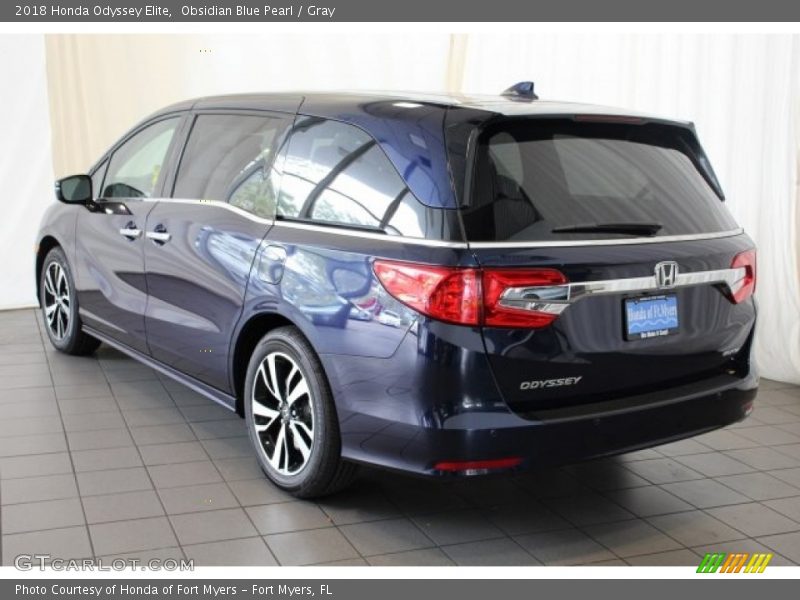 Obsidian Blue Pearl / Gray 2018 Honda Odyssey Elite