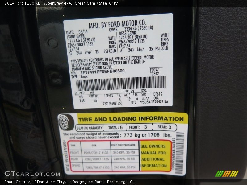 Green Gem / Steel Grey 2014 Ford F150 XLT SuperCrew 4x4