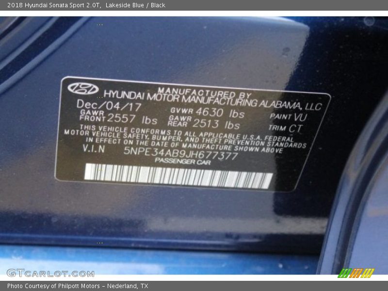 Lakeside Blue / Black 2018 Hyundai Sonata Sport 2.0T