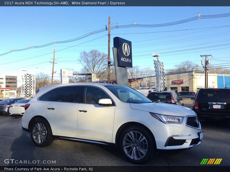 White Diamond Pearl / Espresso 2017 Acura MDX Technology SH-AWD