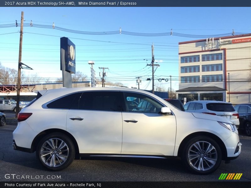 White Diamond Pearl / Espresso 2017 Acura MDX Technology SH-AWD