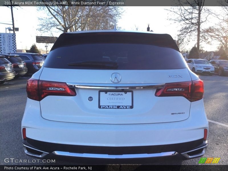 White Diamond Pearl / Espresso 2017 Acura MDX Technology SH-AWD